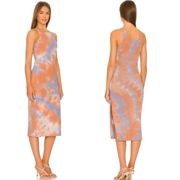 x REVOLVE Tali Midi Dress in Brown Tie Dye M - Picture 2 of 3